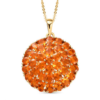 Salamanca Feueropal-Anh&auml;nger mit Kette, ca. 50 cm, 925 Silber vergoldet ca. 4,02 ct