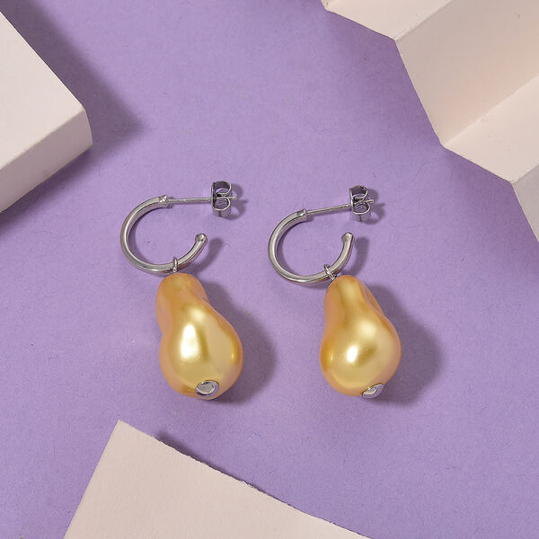 EVER TRUE Goldene Muschelkernperle (15-18 mm) Ohrringe Nickelfreies Messing rhodiniert image number 1