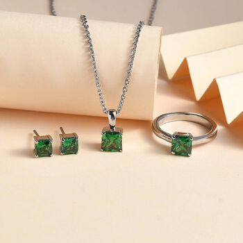 Russisches Diopsid kubisches Zirkonia-Schmuckset