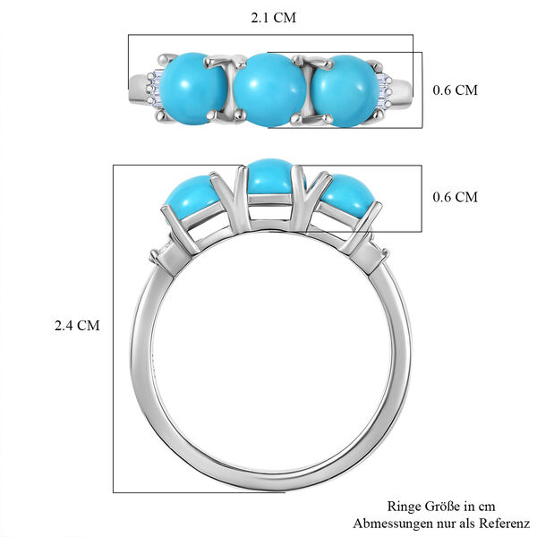 Sleeping Beauty T&uuml;rkis und Diamant Ring, 925 Silber platiniert - 1,47 ct. image number 7