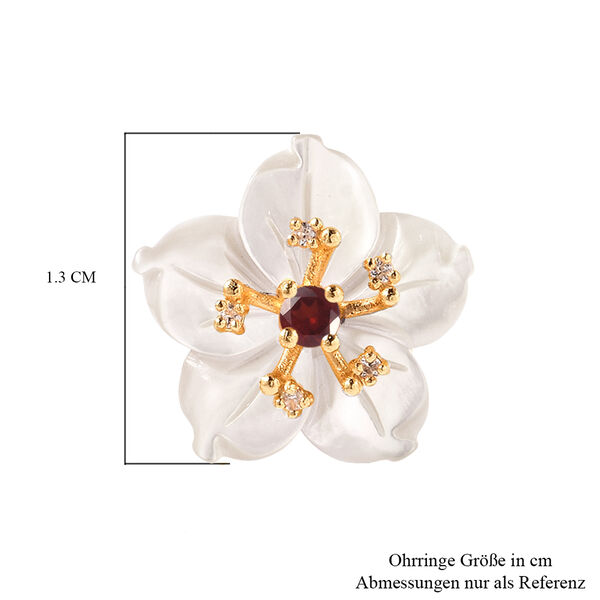 JARDIN-KOLLEKTION Wei&szlig;es Perlmutt und Mehrfarbig Edelstein Ohrstecker 925 Silber Gelbgold-&Uuml;berzug  image number 4