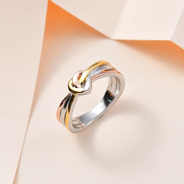 GP Amore Kollektion - Tricolor Herzknoten Ring image number 2