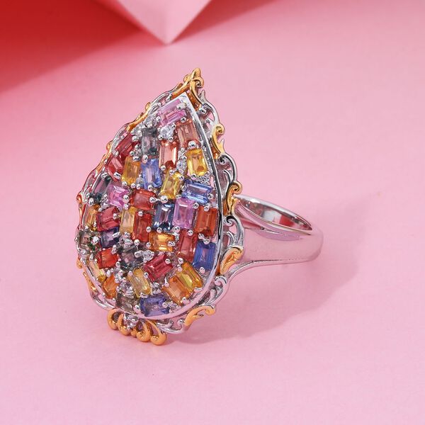 Mehrfarbiger Saphir und Zirkon Ring - 3,86 ct. image number 1