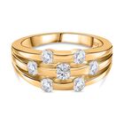 Moissanit Ring, 925 Silber Gelbgold Vermeil, (Größe 19.00) ca. 0.79 ct