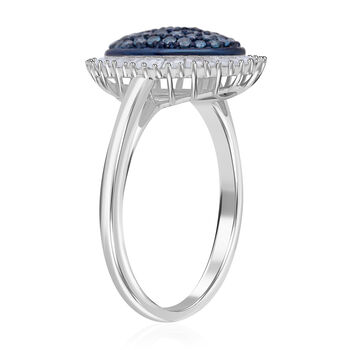 Blauer Diamant Ring, 925 Silber platiniert, (Gr&ouml;&szlig;e 21.00), ca. 1.00 ct