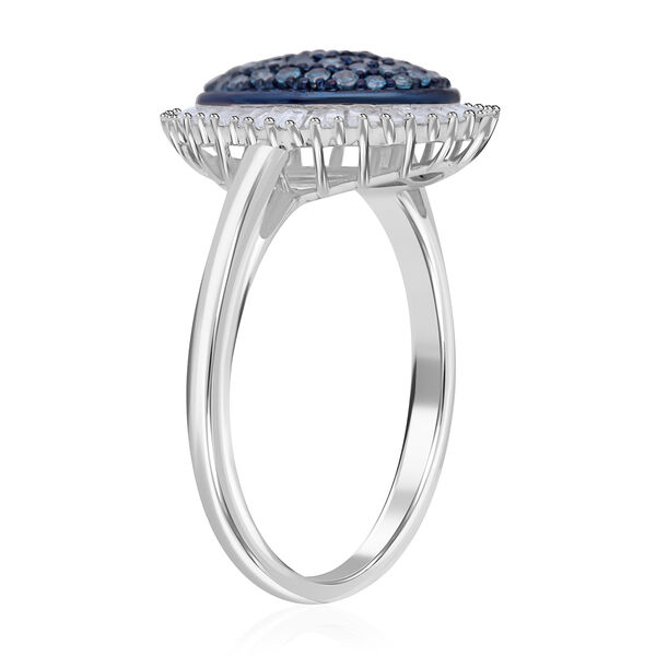 Blauer Diamant Ring, 925 Silber platiniert, (Gr&ouml;&szlig;e 21.00), ca. 1.00 ct image number 3
