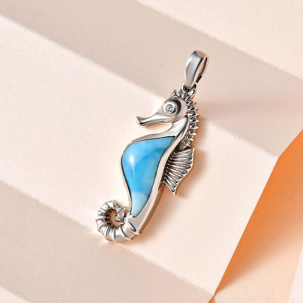 Larimar und Zirkon Anhänger - 2,24 ct. image number 2