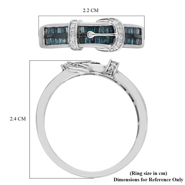 Blauer und Weißer Diamant Schnalle Ring 925 Silber platiniert  ca. 0,50 ct image number 6