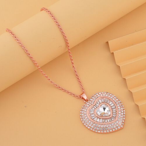 Weißer Kristall-Anhanger mit Kette im Herz-Design image number 1
