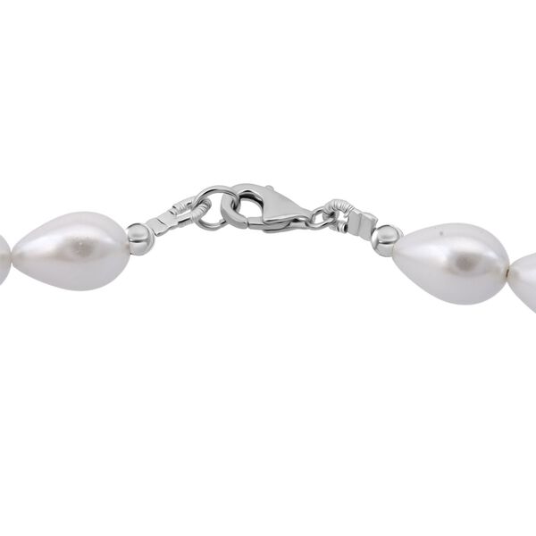 Wei&szlig;e  Muschelkernperle Halskette ca. 45 cm, 925 Silber image number 4