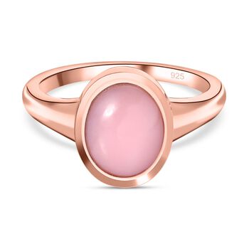 Nat&uuml;rlicher Peruanischer Rosa-Opal Ring, 925 Silber ros&eacute;vergoldet (Gr&ouml;&szlig;e 17.00) ca. 2.15 ct