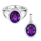 2er Set - Afrikanischer Amethyst Ring und Anhänger, (Größe 18.00), ca. 6.40 ct