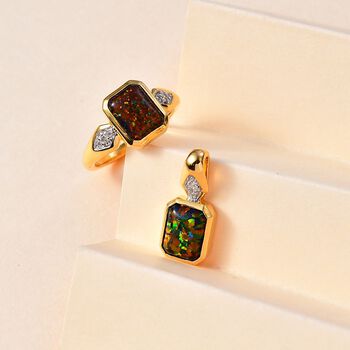 Labor schwarzes Opal und Zirkon-Schmuckset - 2,15 ct.