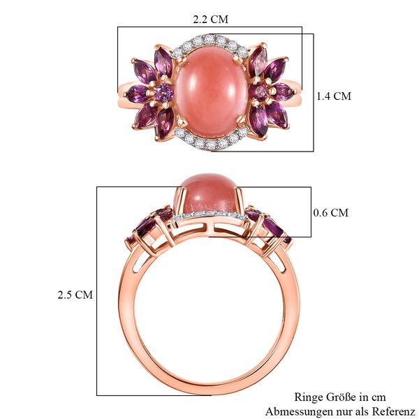 Naturinspiriert - AA Vinicunca-Peruanischer Opal, Nat&uuml;rlicher Rhodolith Granat Ring 925 Silber 750 ros&eacute;vergoldet (Gr&ouml;&szlig;e 21.00) ca. 3.83 ct image number 5
