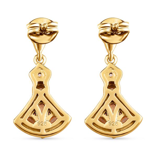 AAA Turkizit und wei&szlig;e Zirkon-Ohrringe, 925 Silber Gelbgold Vermeil ca. 1,77 ct image number 5