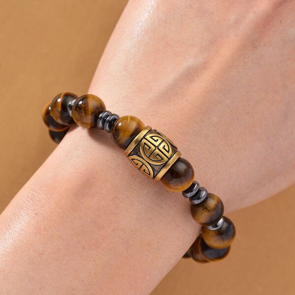 Gelbes Tigerauge und H&auml;matit Armband, 19,75cm - 137 ct. image number 2