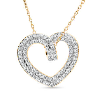 Wei&szlig;er Diamant Anh&auml;nger mit Kette, 925 Silber Gelbgold Vermeil ca. 0.34 ct