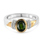 Natürlicher Chromdiopsid und Zirkon Ring 925 Silber Bicolor  ca. 0,98 ct image number 0