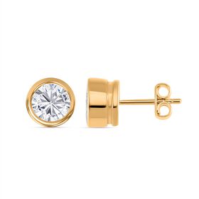 Moissanit Nugget Ohrringe, 925 Silber mit Gelbgold Vermeil - 2 ct.
