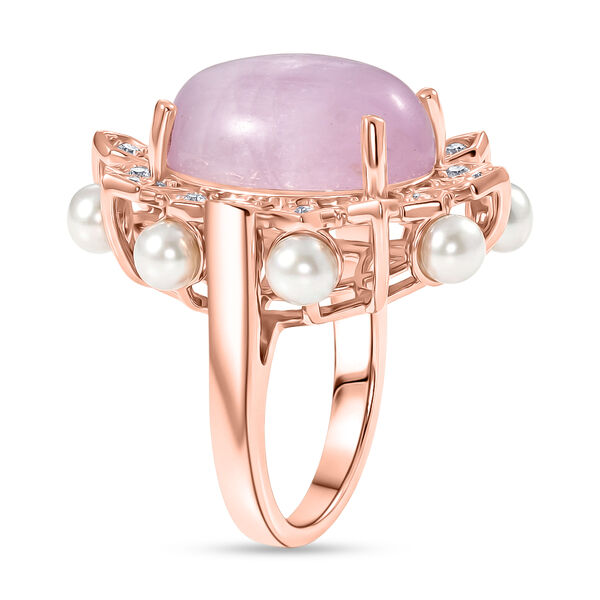 EverTrue Kunzit, S&uuml;&szlig;wasser Perle und Zirkon Ring image number 4