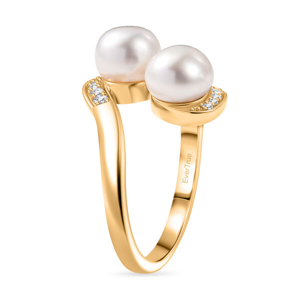 EverTrue S&uuml;&szlig;wasser Perle und Zirkon Bypass Ring image number 4