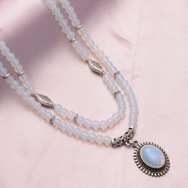 Opalite-Halskette, ca. 50 cm, silberfarben ca. 223,50 ct image number 2