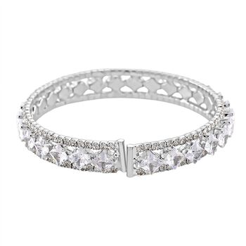 Wei&szlig;er Zirkonia Armreif, Flexibles (ca. 18-19 cm)  Nickelfreies Messing