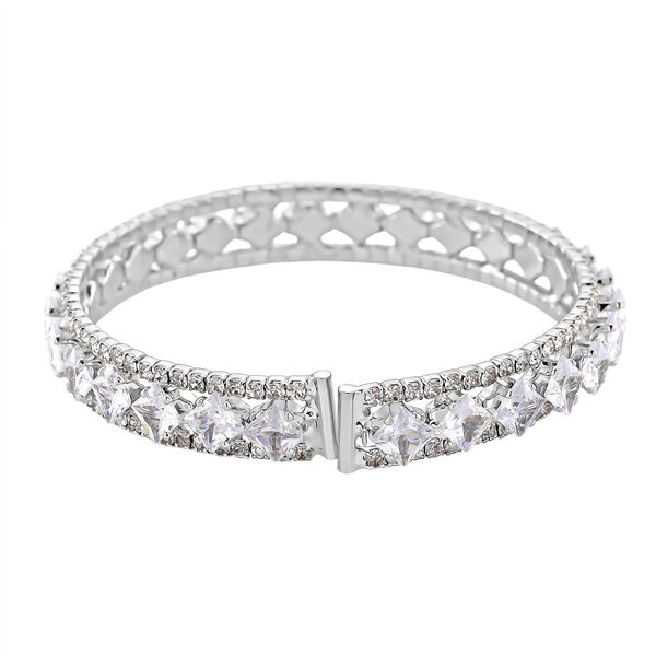 Wei&szlig;er Zirkonia Armreif, Flexibles (ca. 18-19 cm)  Nickelfreies Messing image number 3