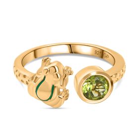 AA Peridot, Kanchanaburi Blauer Saphir Ring 925 Silber 750 Gelb Vergoldet (Größe 17.00) ca. 0,58 ct