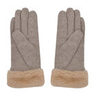 LA MAREY - Kaschmirwolle Handschuhe mit Kunstfell Bordüre, Beige image number 2