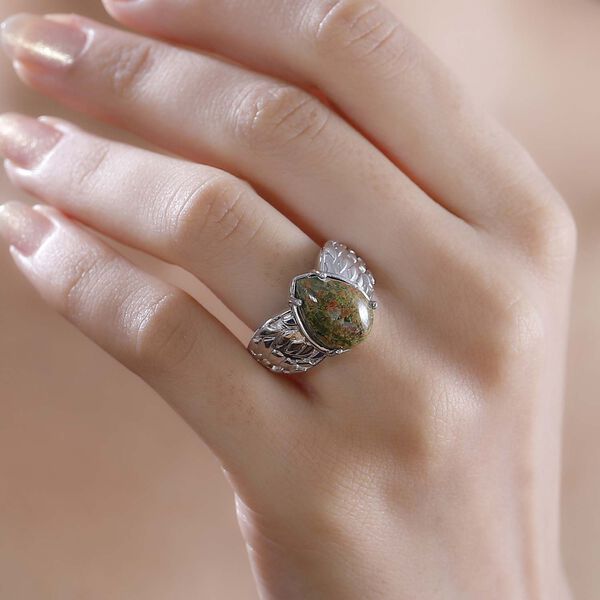 Unakite Ring, Silberton, (Größe 18.00) ca. 6.78 ct image number 3