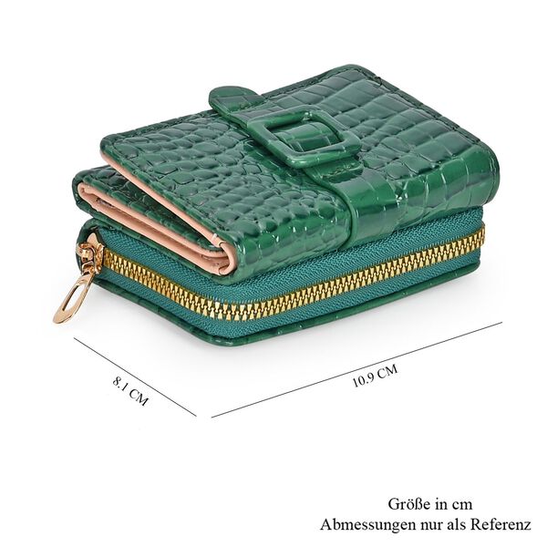 Stilvolle Geldbörse mit Krokodilprägung und RFID-Schutz, 11x8 cm, Grün image number 8