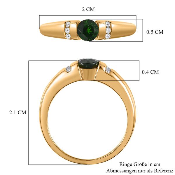 Nat&uuml;rlicher Chromdiopsid, Wei&szlig;er Zirkon Ringe 925 Silber vergoldet (Gr&ouml;&szlig;e 20.00) ca. 0.51 ct image number 7