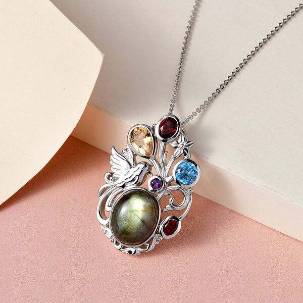 Labradorit und mehrfarbiger Edelstein-Anh&auml;nger mit Kette - 8,05 ct. image number 3