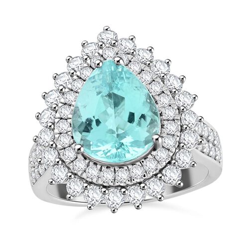 CHAIRMAN VAULT COLLECTION - AAAA Paraiba Turmalin, Weißer Diamant Ring,zertifiziert und geprüft, 950 Platin (Größe 17.00) ca. 5.40 ct image number 0