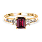 D'Joy Nat&uuml;rlicher Rhodolith Granat, Wei&szlig;er Zirkon Ring 925 Silber vergoldet (Gr&ouml;&szlig;e 21.00) ca. 3.19 ct