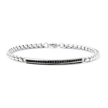Schwarzer Spinell Armband 20 cm in Edelstahl ca. 3,10 ct
