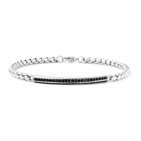 Schwarzer Spinell Armband 20 cm in Edelstahl ca. 3,10 ct