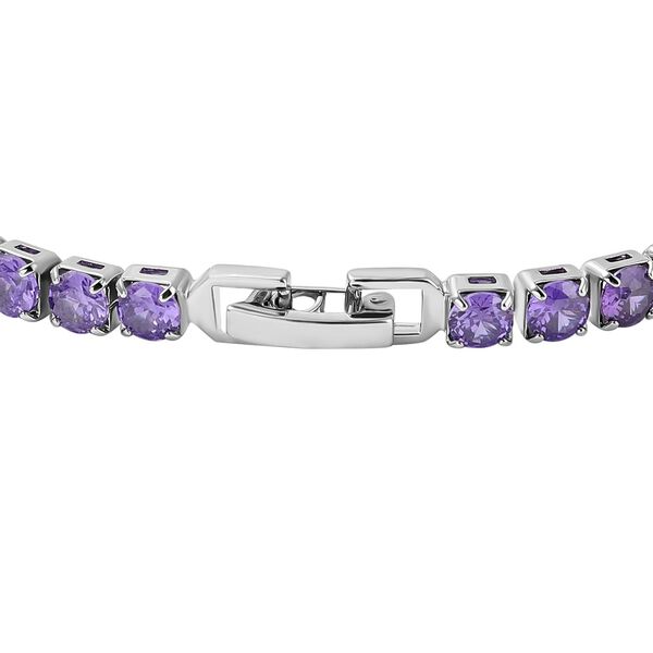 4er-Set Amethyst Zirkonia 19 cm Armband, Anh&auml;nger mit 49,5 cm Kette und Ohrringe - 17,6 Ct. image number 6