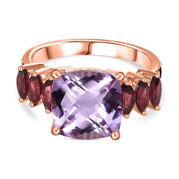 Rose De France Amethyst, Natürlicher Rhodolith Granat Ring, 925 Silber 750 Roségold Vermeil (Größe 21.00) ca. 5.37 ct image number 0