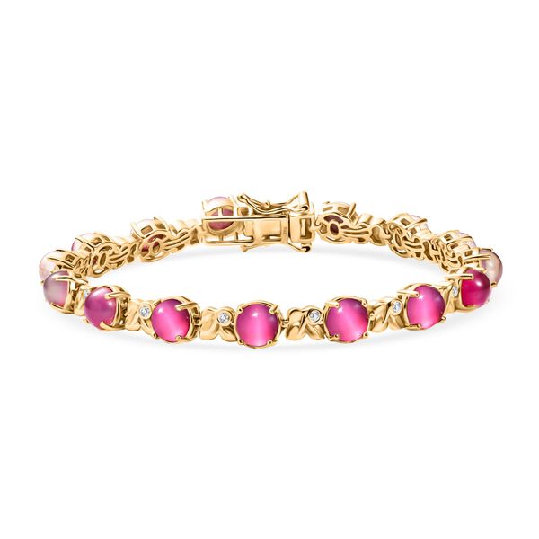 Mondblüte - Maulbeer Mondstein, Weißer Zirkon Armband ca. 19 cm 925 Silber 750 Gelb Vergoldet ca. 15,17 ct. image number 0