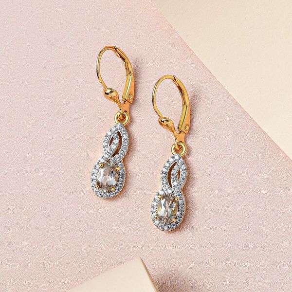 AAA Turkizit und Zirkon Ohrhänger - 1,43 ct. image number 2