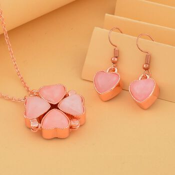 Rosenquarz und rosa Kristall-2-Wege-Schmuckset