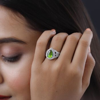 Kanadischer Ammolit und wei&szlig;er Zirkon Ring, 925 Silber platiniert, ca. 3.30 ct