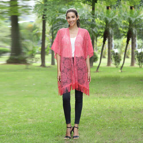 JOVIE Spitze Cardigan mit Quaste, Einheitsgröße, rosa image number 0