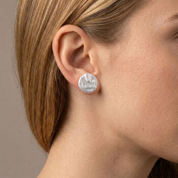 Wei&szlig;e S&uuml;&szlig;wasser Perle Ohrringe Reiner Edelstahl Gelb