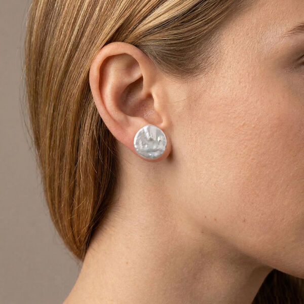 Wei&szlig;e S&uuml;&szlig;wasser Perle Ohrringe Reiner Edelstahl Gelb image number 2