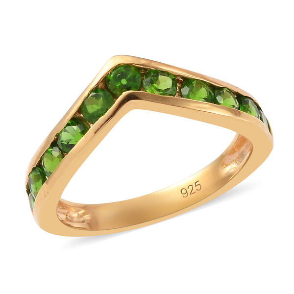 Nat&uuml;rlicher Chromdiopsid Ring 925 Silber vergoldet  ca. 1,10 ct image number 4