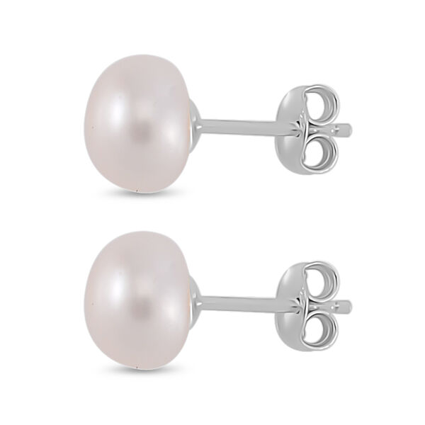 Weiße Süßwasser Perle Ohrstecker, 925 Silber rhodiniert image number 4
