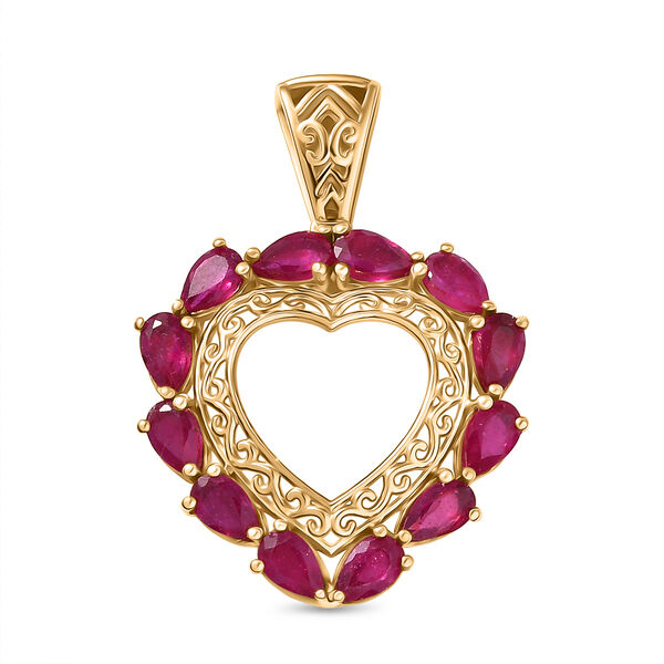 D'Joy AA Afrikanischer Rubin (Fissure gef&uuml;llt) Anh&auml;nger 925 Silber 750 Gelbgold Vermeil ca. 3,85 ct.